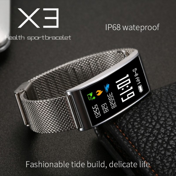 X3 Caja Grande Negra con Letra Roja Health Sportbracelet Smart Pulsera