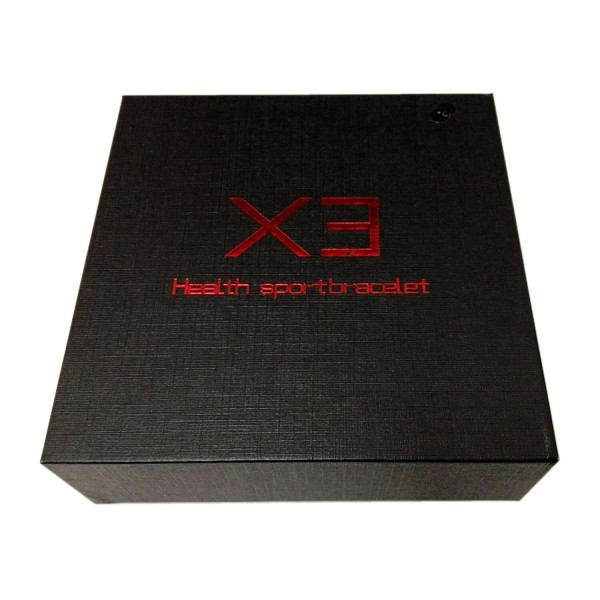 X3 Caja Grande Negra con Letra Roja Health Sportbracelet Smart Pulsera
