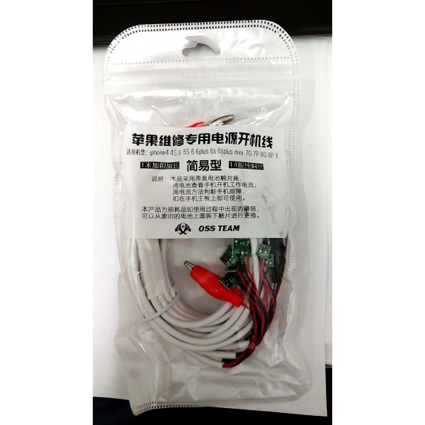 Cable con Conector de Bateria OSS TEAM para encender Movil de iphone 4g 4s 5g 5s 6g 6plus 6s 6splus mini 7g 7p 8g 8p x