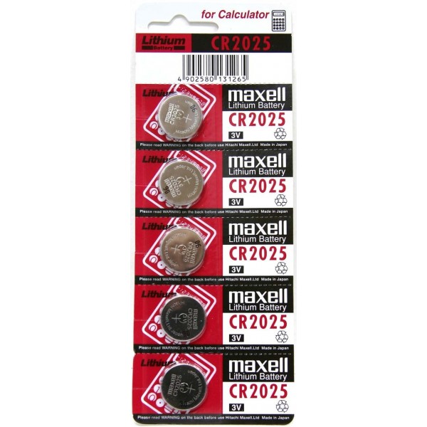 Pila de Boton MAXELL CR2025 3V PACK DE 5UNIDADES