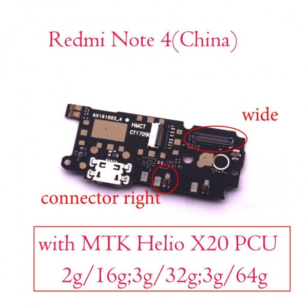 Placa inferior con conector de carga Micro USB para Xiaomi Redmi Note 4