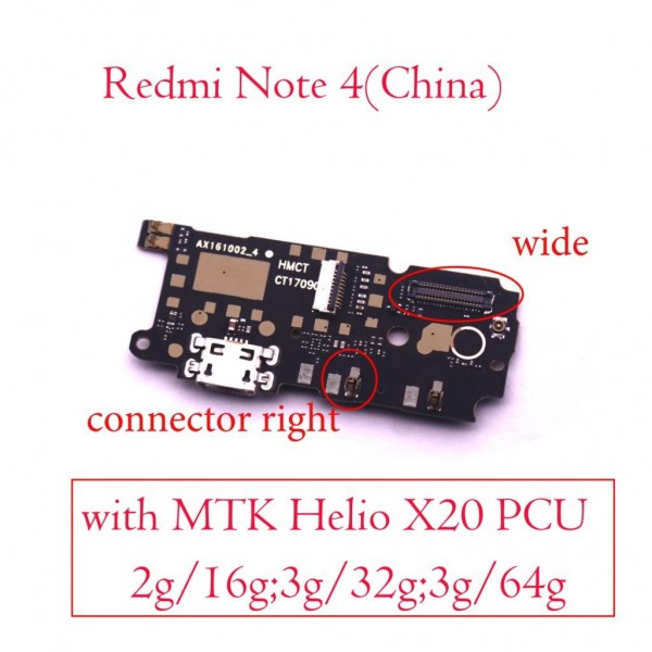 Placa inferior con conector de carga Micro USB para Xiaomi Redmi Note 4 Placa inferior con conector de carga Micro USB para Xiaomi Redmi Note 4