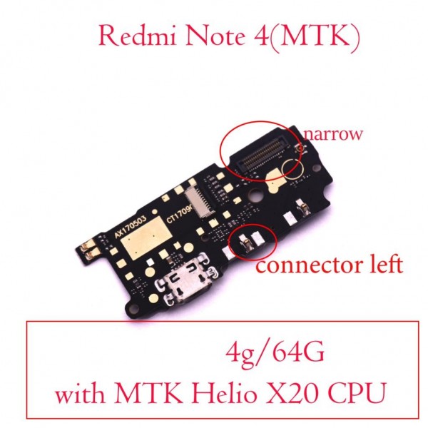 Placa inferior con conector de carga Micro USB para Xiaomi Redmi Note 4