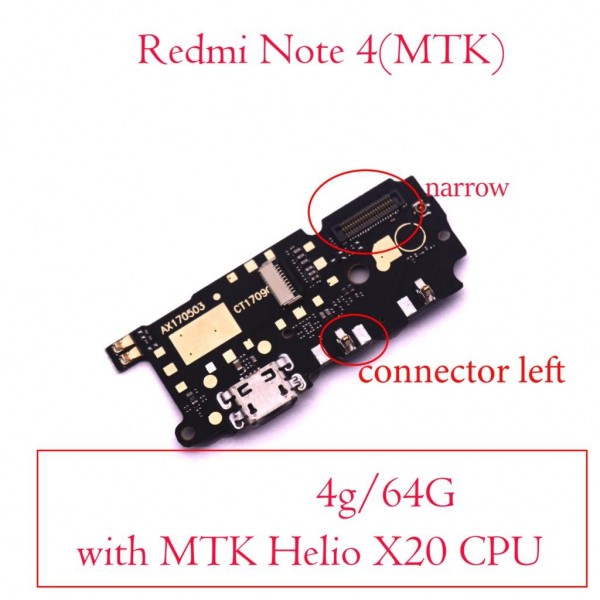 Placa inferior con conector de carga Micro USB para Xiaomi Redmi Note 4 Placa inferior con conector de carga Micro USB para Xiaomi Redmi Note 4