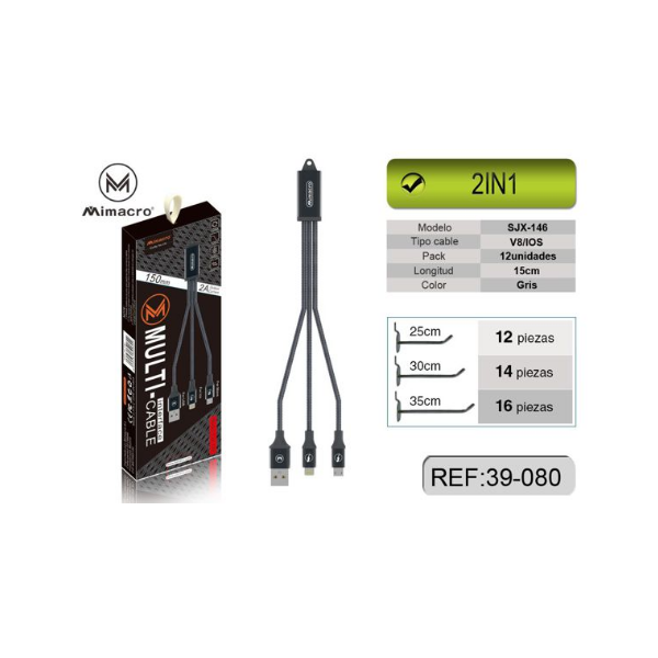 Cable De Datos 2 En 1 MicroUSB / Lightning De 15CM / SJX146 MIMACRO 2