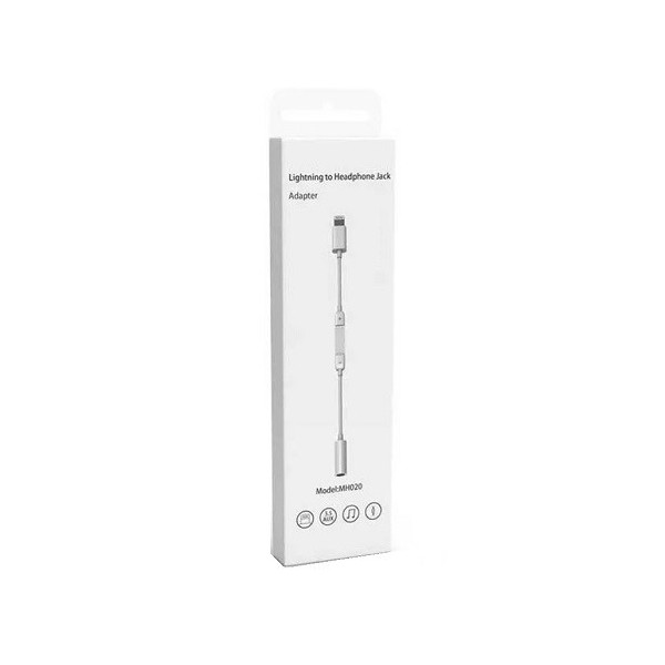 Adaptador Para iPhone Cable Lightning a Salidas Jack Audio Con Control De Volumen y Microfono / Modelo: MH020-B