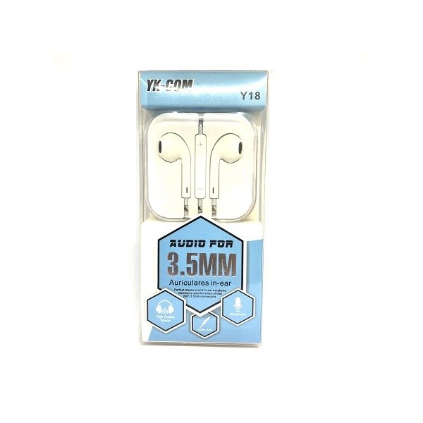 Cascos / Auriculares Conector Jack 3.5mm Tipo IPhone Blanco / YK-COM / Y18