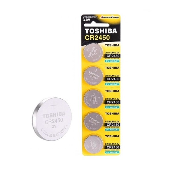 Pila De Boton Litio 3.0V / CR2450 TOSHIBA / Pack 5 Unidades