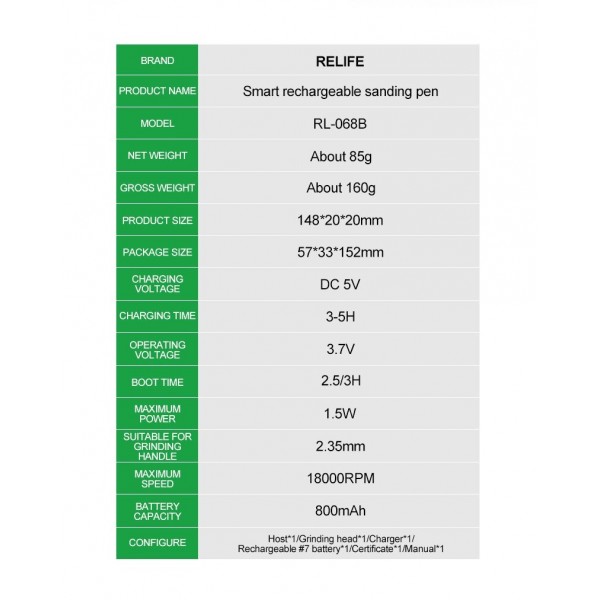 Maquina Pulidora / Mini Taladro Con 8 Recambios / RL-068B / RELIFE Maquina Pulidora / Mini Taladro Con 8 Recambios / RL-068B / RELIFE
