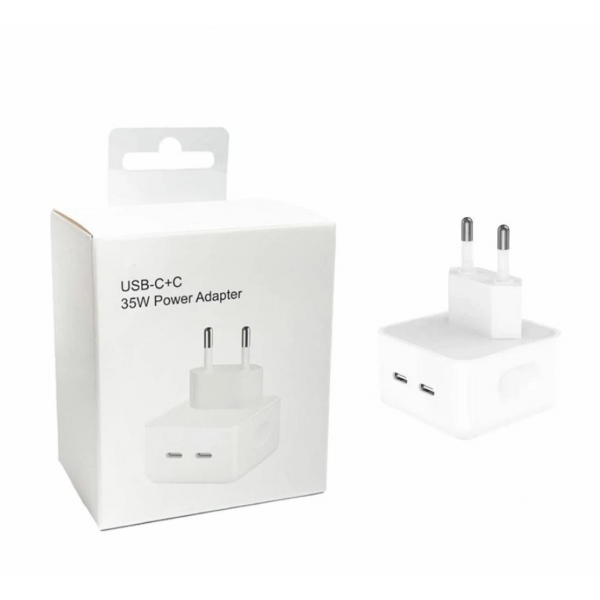 Adaptador con Dos Puertos USB‑C de 35 W  Ultra Rapido Calidad Original(Un Año De Garantia) Adaptador con Dos Puertos USB‑C de 35 W  Ultra Rapido Calidad Original(Un Año De Garantia)