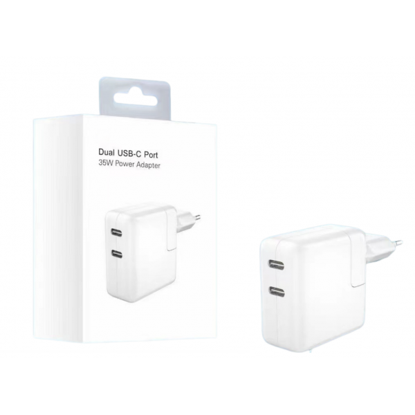 Adaptador con Dos Puertos USB‑C de 35 W  Ultra Rapido Calidad Original(Un Año De Garantia) Adaptador con Dos Puertos USB‑C de 35 W  Ultra Rapido Calidad Original(Un Año De Garantia)