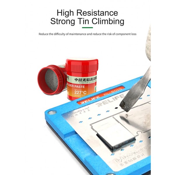 RELIFE RL-406-pasta de estaño sin plomo, alta temperatura, 227 °C