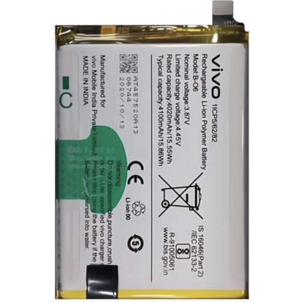 Batería original B-O6 para Vivo V20 SE, V2022 / v70 v2023- 4100 mAh desmontaje