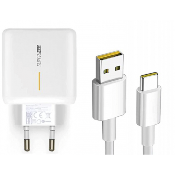 Cargador de Red + Cable USB Tipo C Original Oppo Carga SUPERVOOC 65W (sin blister)