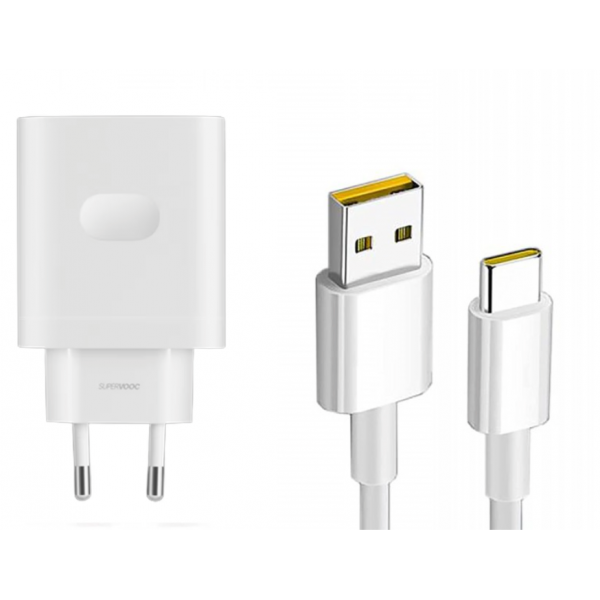 Cargador De Red + Cable USB Tipo C Original Oppo Carga SUPERVOOC 80W (Sin Blister)