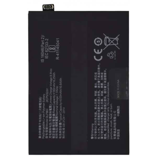 BLP863 4300 mAh Li-Polymer bateria para OPPO K9 / Reno 6 5G de desmontaje