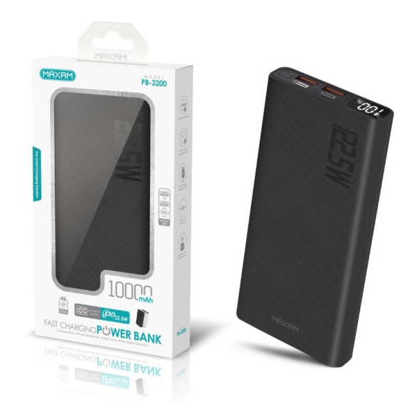 N163.1 Bateria Externa / Power Bank Carga Rapida Con Entrada Tipo C Y USB  de 10000mAh / MAXAM PB-3200