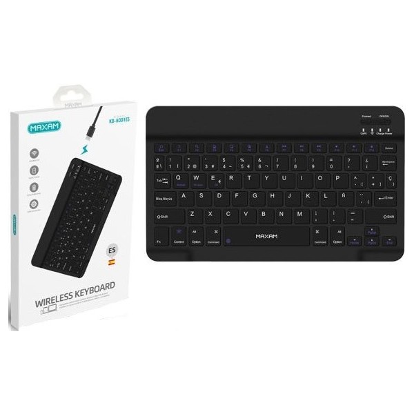 KB-B001ES MAXAM Teclado inalámbrico 78 teclas diseño Español (BLANCO - NEGRO)