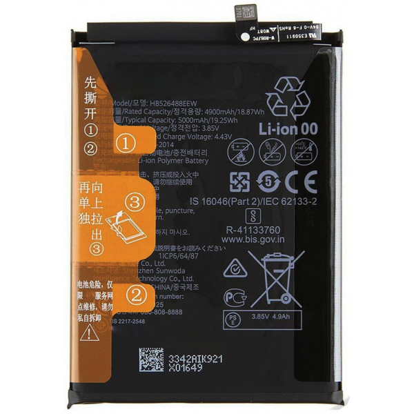Bateria HB526488EW Original Para Huawei P Smart 2021 / Y6p / Y7A 5000mAh