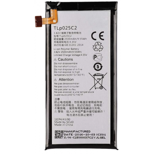 N275 Bateria TLp025C2 Bateria para Alcatel 5056 Pop 4 plus de 2500mAh 4.35V