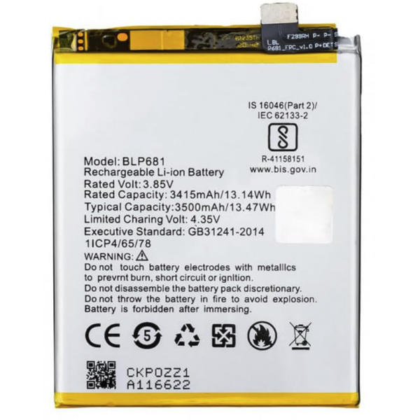 N365 Bateria BLP681 Para Oppo R17 / F9 De 3415mAh SIN LOGO