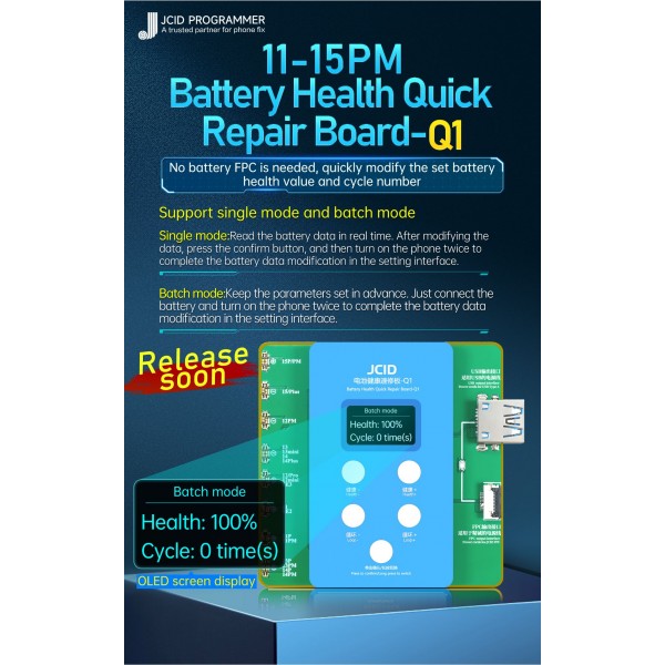 JCID JC Q1 Battery Health Quick Repair Board-Q1 For iPhone 11 12 13 14 15PM