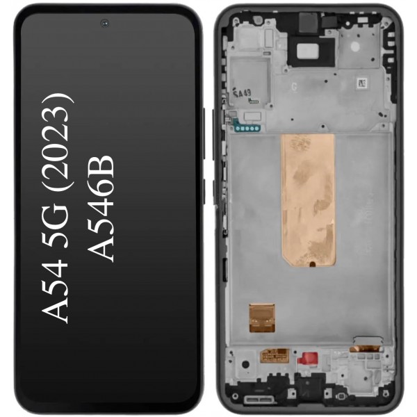 n229 Pantalla Completa Amoled LCD Y Táctil Con Marco Para Samsung Galaxy A54 5G (2023) A546B - NEGRO(Funciona Huella)