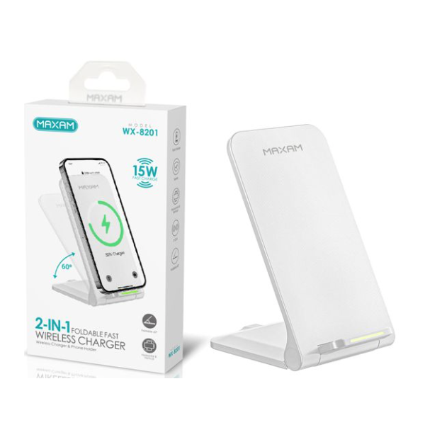 N90 Maxam WX-8201 Base De Carga Inalámbrica Plegable Blanca De 15w