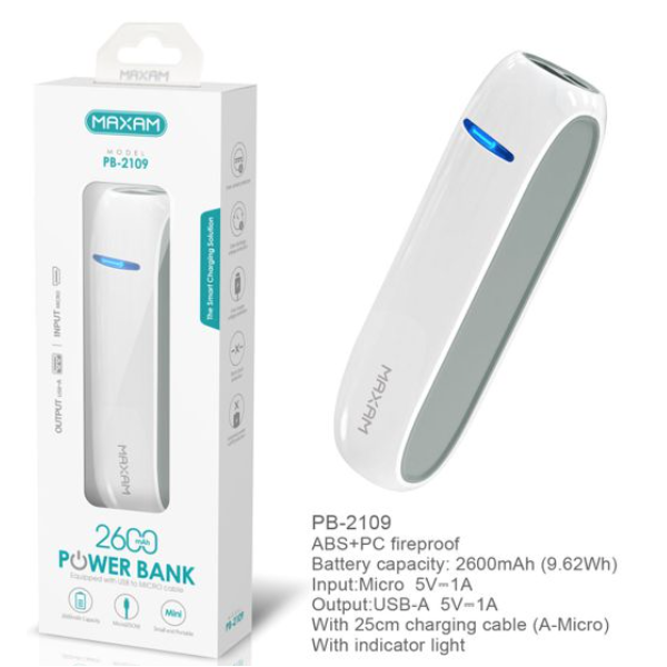 N161 MAXAM Power Bank Para Móvil 5V1A 2600mAh