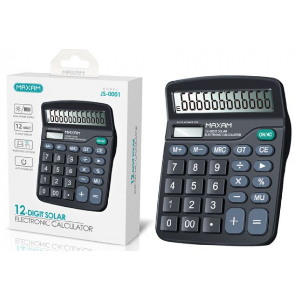 N100 Calculadora Solar MAXAM JS-0001 Negra De 12 Dígitos
