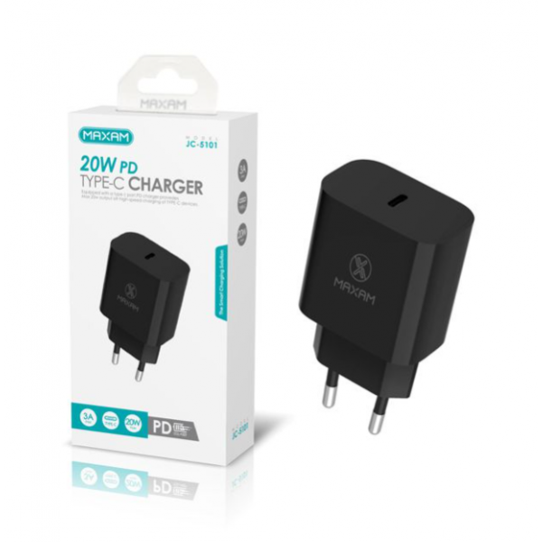 Adaptador / Cargador De Pared Carga Ultra Rapido 20W / Entrada Tipo C / JC-5101 / MAXAM Adaptador / Cargador De Pared Carga Ultra Rapido 20W / Entrada Tipo C / JC-5101 / MAXAM