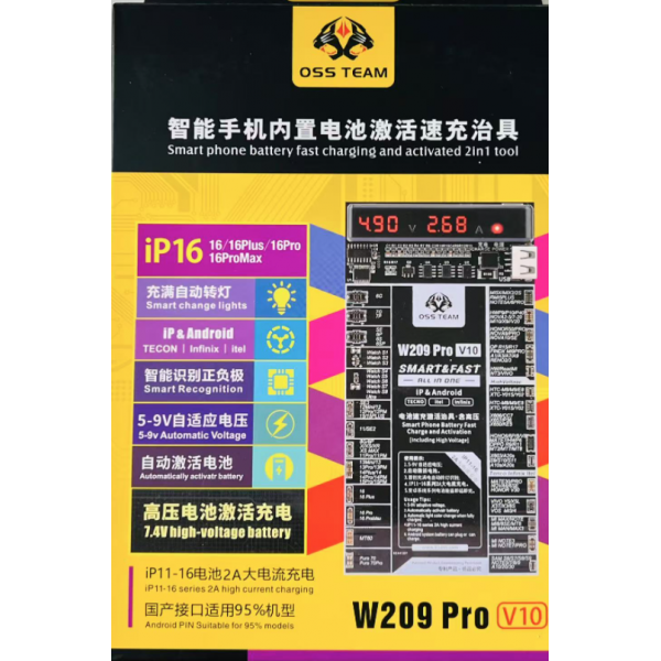 Reactivador de Bateria OSS TEAM W209 pro para iPhone 11- 16 / 16 PLUS / 16 PRO / 16 MAX / Iphone Y Android