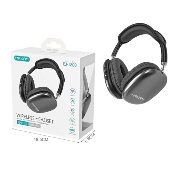 N52 EJ-1303 Auricular Diadema Gris Inalámbrico V5.0 400mAh Negro