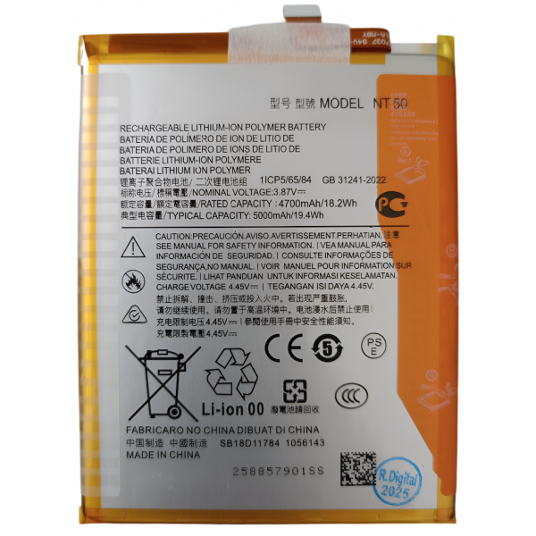 N519 Batería NT50 Para Motorola Edge 20 Lite De 4700mAh
