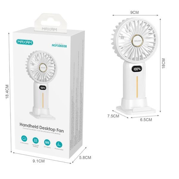 N50 Ventilador Digital MSFS00038 MAXAM Blanco Con Cable USB