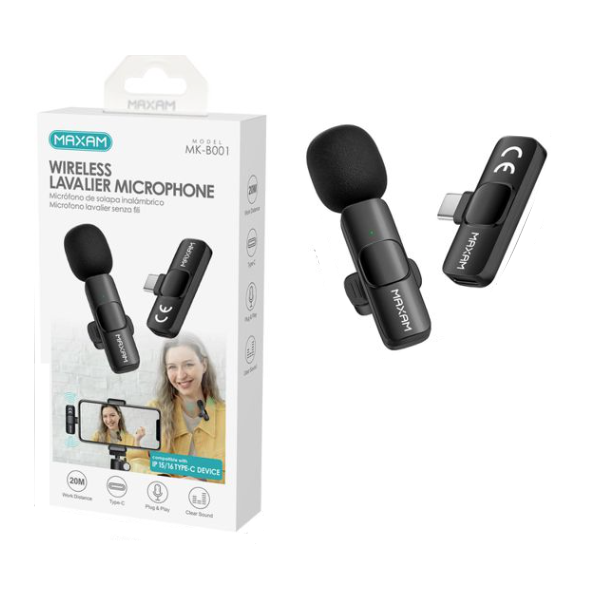 N190 Mk-b001 Micrófono De Solapa Inalámbrico Conector Tipo C 60mAh