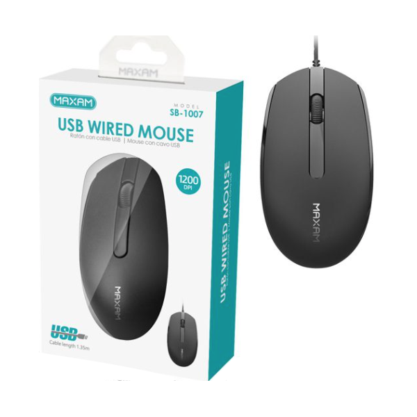 N177 Maxam SB-1007 Ratón USB Con Cable Negro
