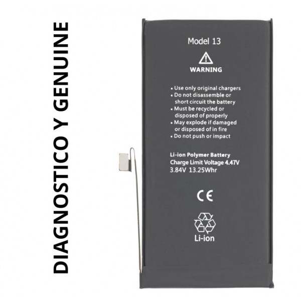 Bateria Litio Diagnostico Y "Genuine" Para Iphone 13 Con Mejor Capacidad