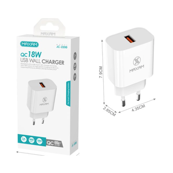 Adaptador / Cargador De Pared con Dos Entradas USB 3.1A JC-2200 / MAXAM