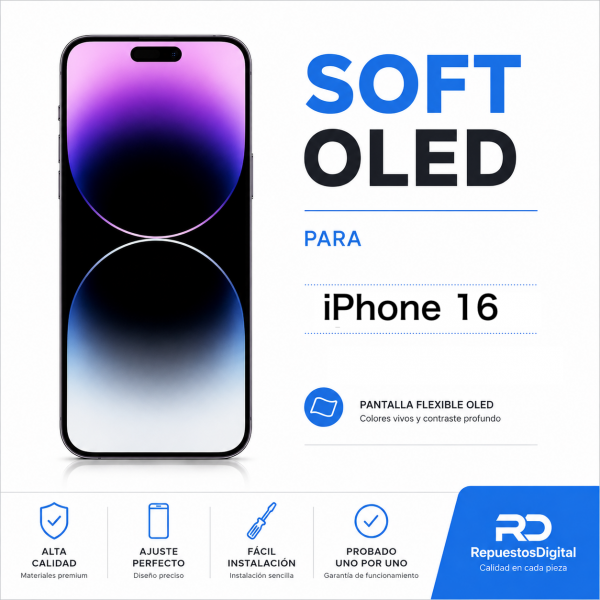 Pantalla OLED Flexible (Soft) IC Transferible para iPhone 16