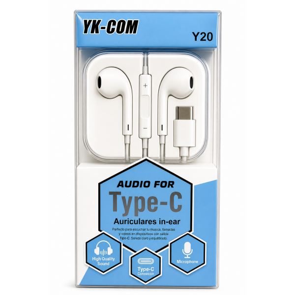 N65 Cascos / Auriculares Conector Tipo-C Blanco...