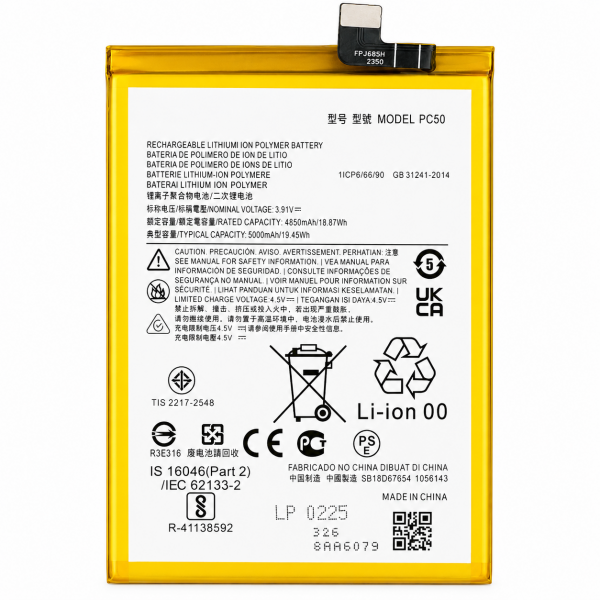 [N186] Batería Litio PC50 para Motorola Moto G14 (XT2341)...