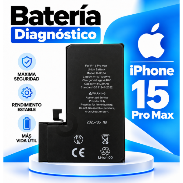 Batería Interna de Litio 4.441 mAh para iPhone 15 Pro Max...