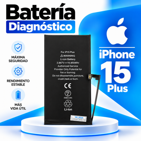 Batería Interna de Litio 4.383 mAh para iPhone 15 Plus -...
