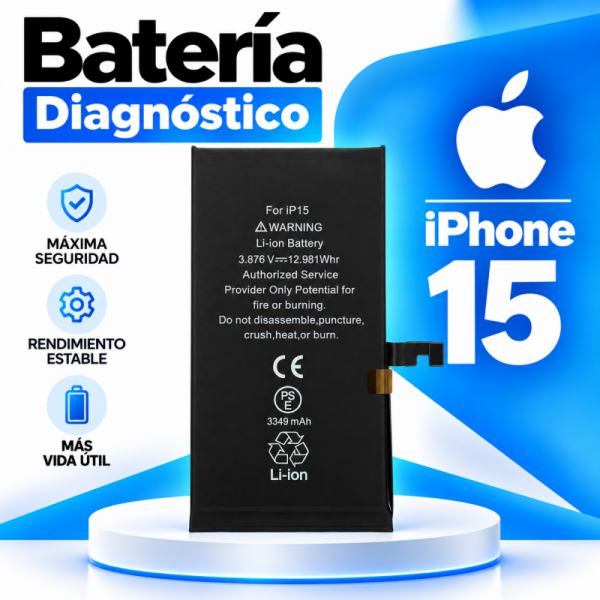 Batería Interna de Litio 3.349 mAh para iPhone 15 -...